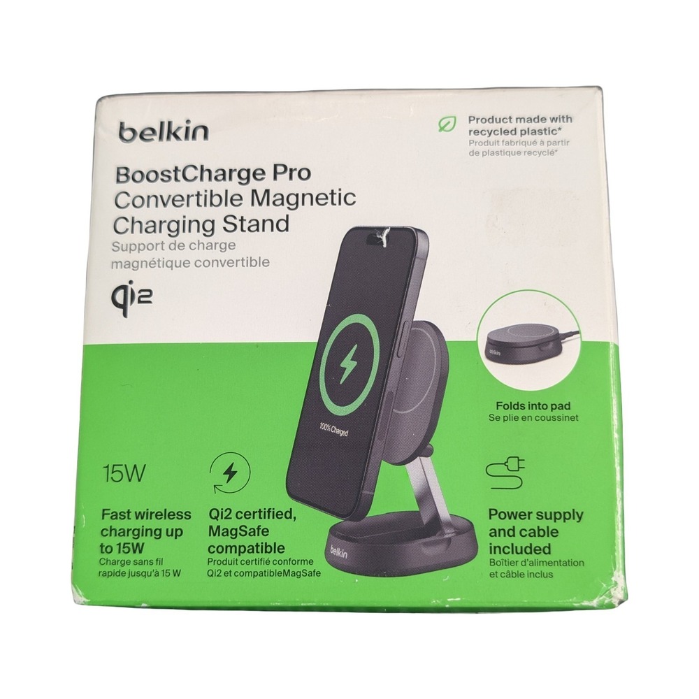 Mm6U Belkin BoostCharge Pro QI2 15W Magnetic Wireless Charging Stand Black USED*